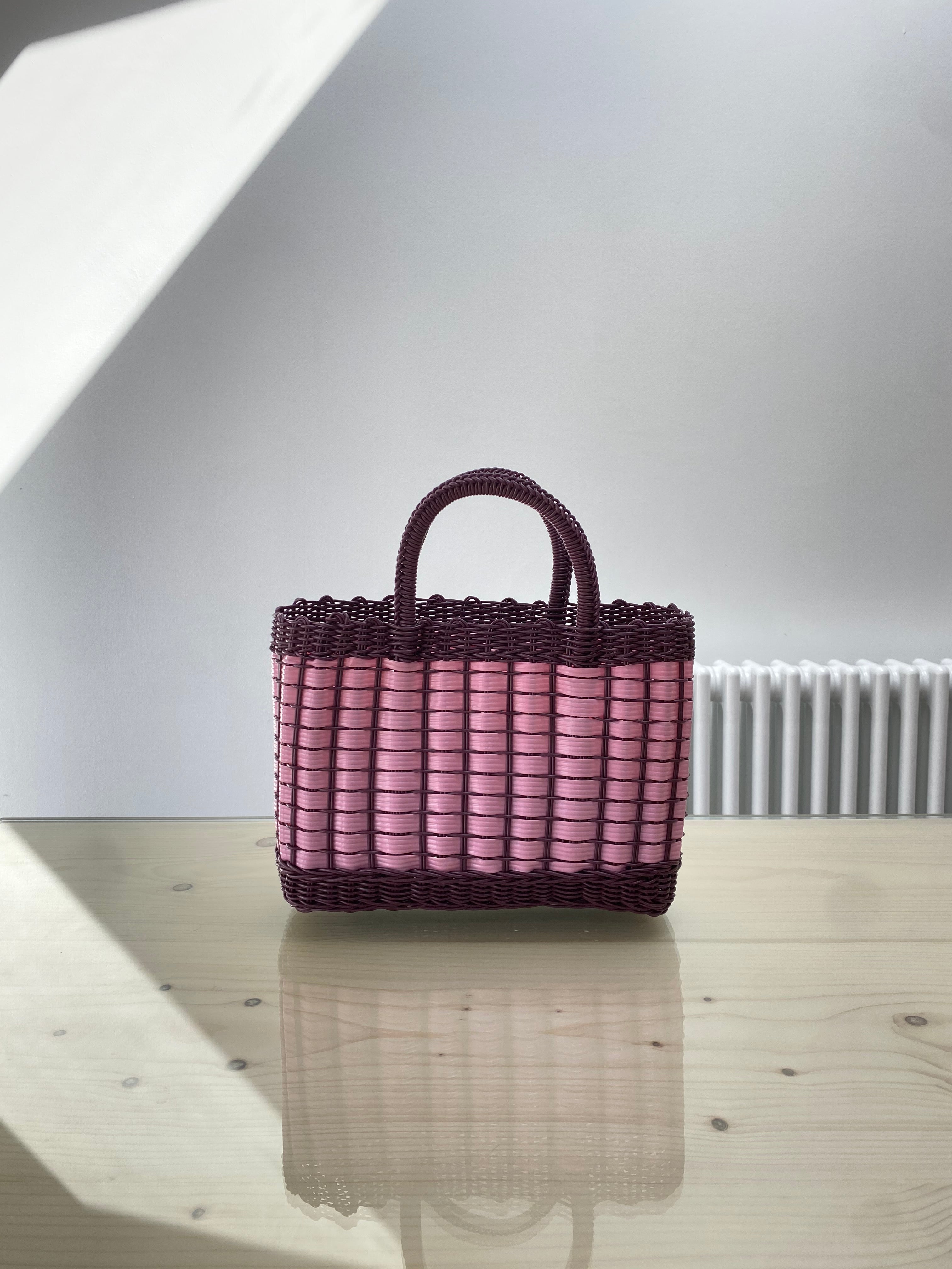 Emone Market Bag in Pink and Brown - Small