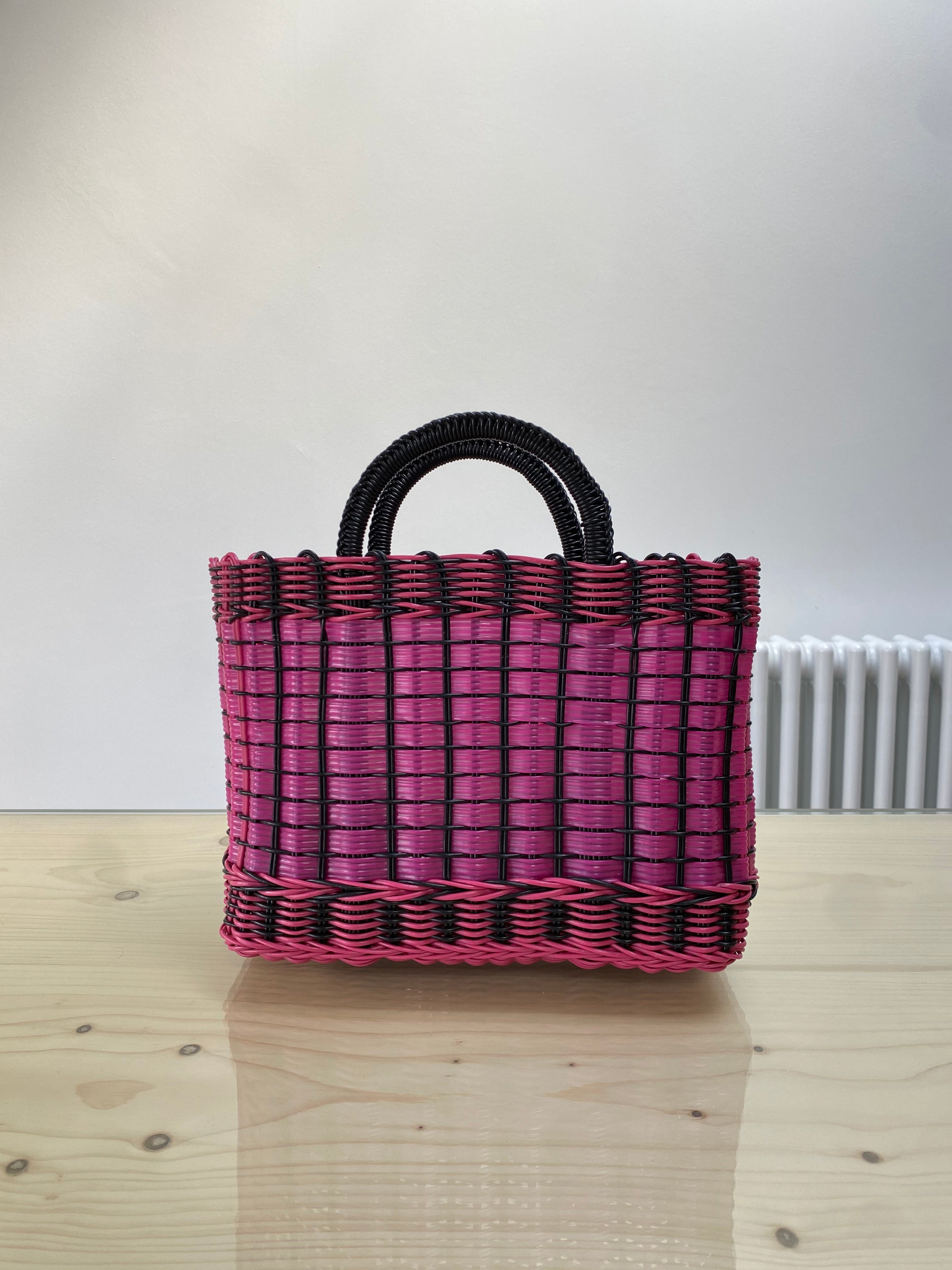 Emone Market Bag in Mexican Pink and Black- Small