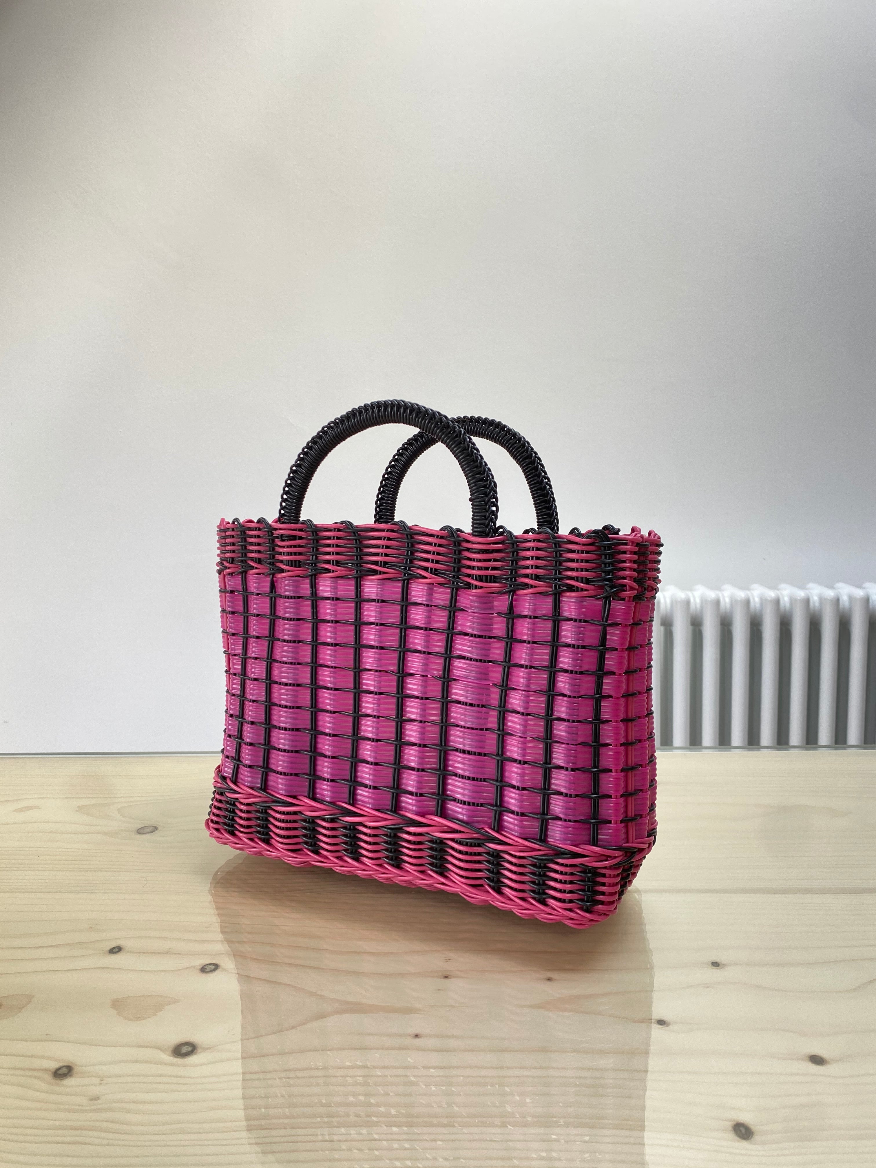 Emone Market Bag in Mexican Pink and Black- Small