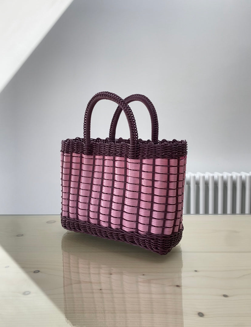 Emone Market Bag in Pink and Brown - Small